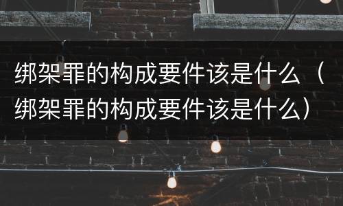 绑架罪的构成要件该是什么（绑架罪的构成要件该是什么）