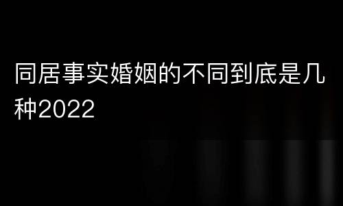 同居事实婚姻的不同到底是几种2022