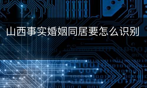 山西事实婚姻同居要怎么识别