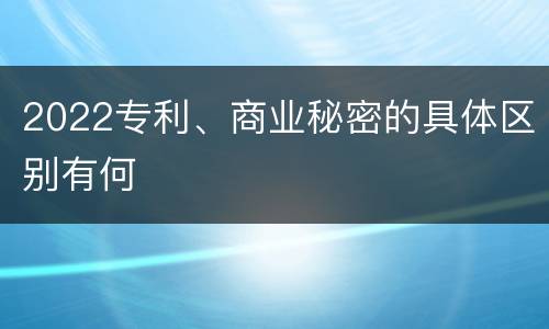 2022专利、商业秘密的具体区别有何
