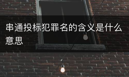 串通投标犯罪名的含义是什么意思