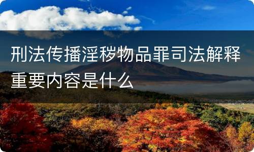 刑法传播淫秽物品罪司法解释重要内容是什么
