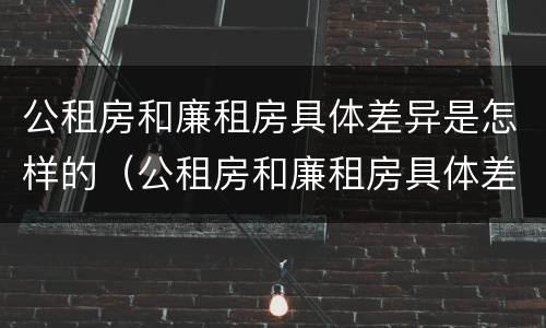 公租房和廉租房具体差异是怎样的（公租房和廉租房具体差异是怎样的情况）