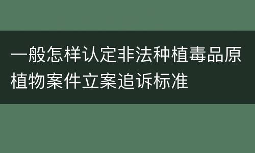 一般怎样认定非法种植毒品原植物案件立案追诉标准