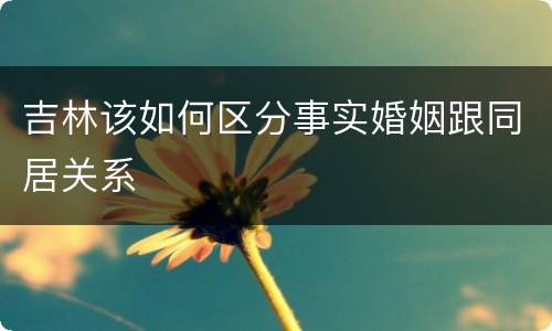 吉林该如何区分事实婚姻跟同居关系