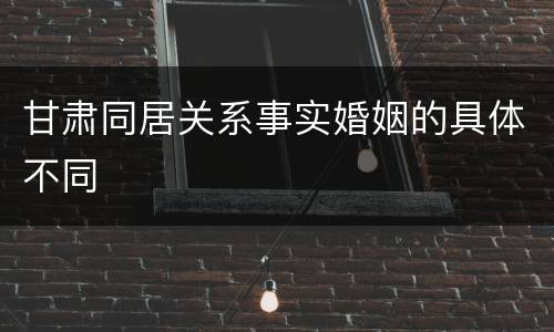甘肃同居关系事实婚姻的具体不同