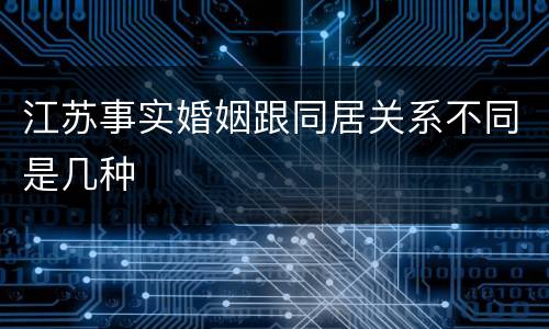 江苏事实婚姻跟同居关系不同是几种