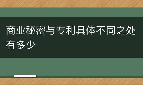 商业秘密与专利具体不同之处有多少