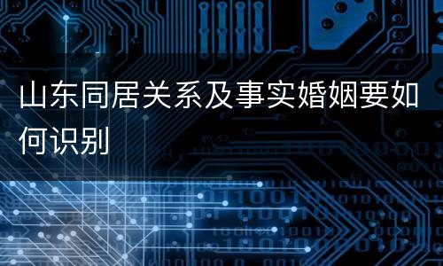 山东同居关系及事实婚姻要如何识别