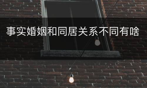 事实婚姻和同居关系不同有啥