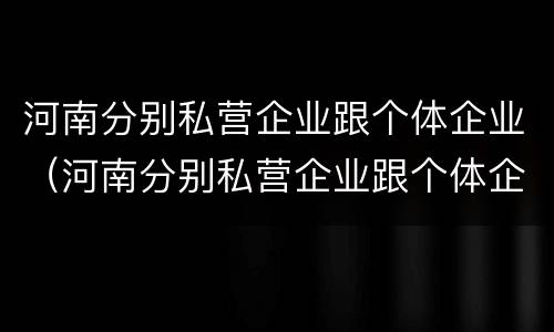 河南分别私营企业跟个体企业（河南分别私营企业跟个体企业的区别）