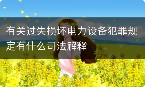 有关过失损坏电力设备犯罪规定有什么司法解释