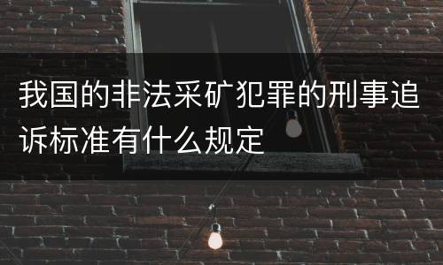 我国的非法采矿犯罪的刑事追诉标准有什么规定