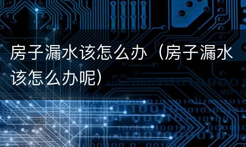 房子漏水该怎么办（房子漏水该怎么办呢）