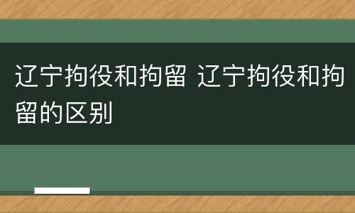 辽宁拘役和拘留 辽宁拘役和拘留的区别