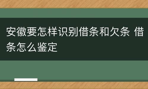 安徽要怎样识别借条和欠条 借条怎么鉴定