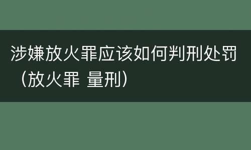 涉嫌放火罪应该如何判刑处罚（放火罪 量刑）