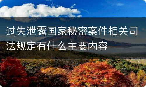 过失泄露国家秘密案件相关司法规定有什么主要内容