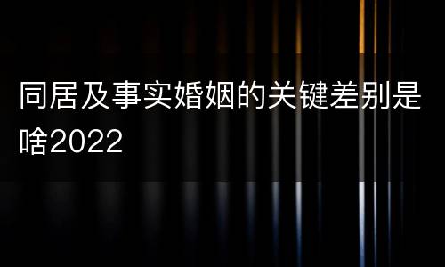 同居及事实婚姻的关键差别是啥2022