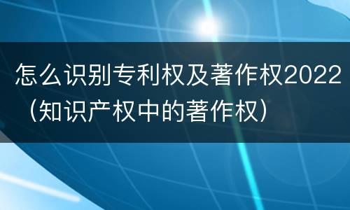 怎么识别专利权及著作权2022（知识产权中的著作权）