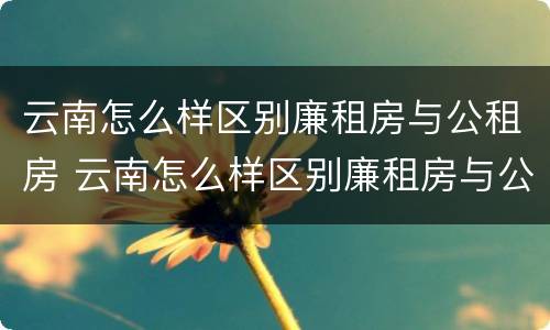 云南怎么样区别廉租房与公租房 云南怎么样区别廉租房与公租房呢