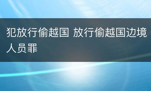 犯放行偷越国 放行偷越国边境人员罪