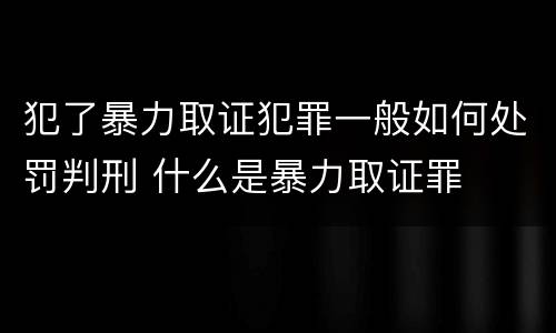 犯了暴力取证犯罪一般如何处罚判刑 什么是暴力取证罪