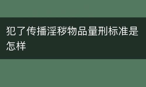 犯了传播淫秽物品量刑标准是怎样