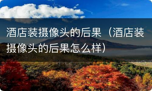 酒店装摄像头的后果（酒店装摄像头的后果怎么样）