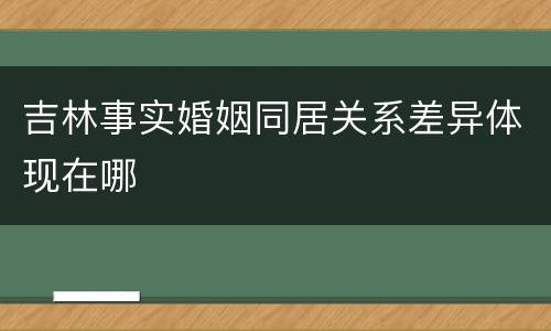 吉林事实婚姻同居关系差异体现在哪