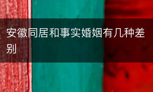 安徽同居和事实婚姻有几种差别
