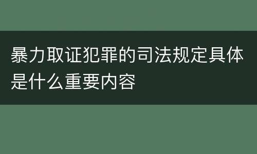 暴力取证犯罪的司法规定具体是什么重要内容