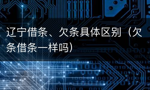辽宁借条、欠条具体区别（欠条借条一样吗）