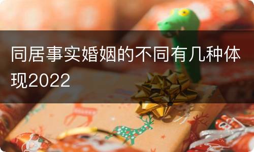 同居事实婚姻的不同有几种体现2022