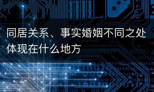 同居关系、事实婚姻不同之处体现在什么地方