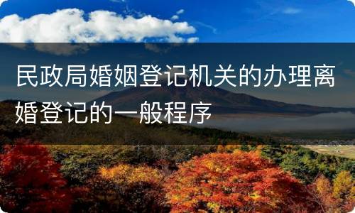 民政局婚姻登记机关的办理离婚登记的一般程序