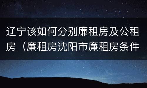 辽宁该如何分别廉租房及公租房（廉租房沈阳市廉租房条件）