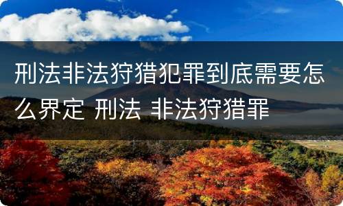 刑法非法狩猎犯罪到底需要怎么界定 刑法 非法狩猎罪