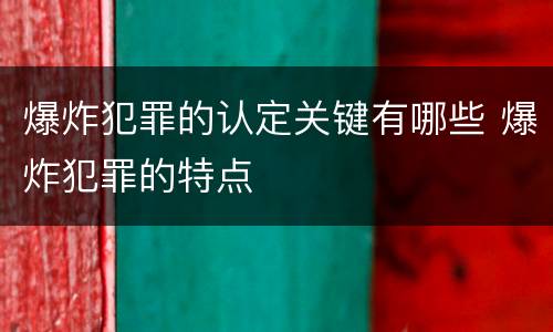 爆炸犯罪的认定关键有哪些 爆炸犯罪的特点