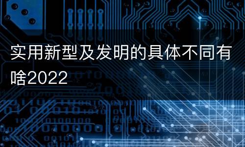 实用新型及发明的具体不同有啥2022