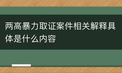两高暴力取证案件相关解释具体是什么内容