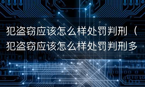犯盗窃应该怎么样处罚判刑（犯盗窃应该怎么样处罚判刑多久）