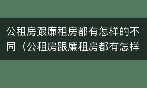 公租房跟廉租房都有怎样的不同（公租房跟廉租房都有怎样的不同呢）