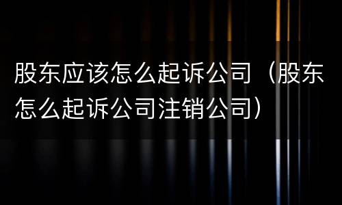 股东应该怎么起诉公司（股东怎么起诉公司注销公司）