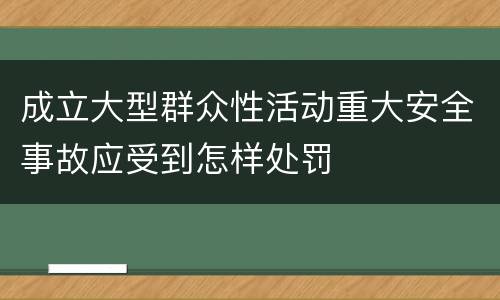 成立大型群众性活动重大安全事故应受到怎样处罚