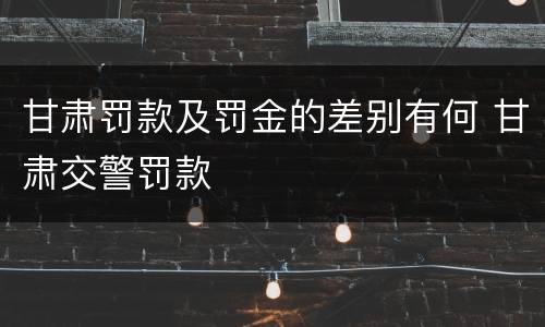 甘肃罚款及罚金的差别有何 甘肃交警罚款