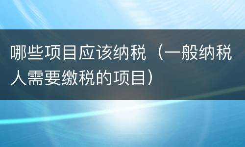 哪些项目应该纳税（一般纳税人需要缴税的项目）