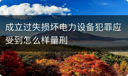 成立过失损坏电力设备犯罪应受到怎么样量刑