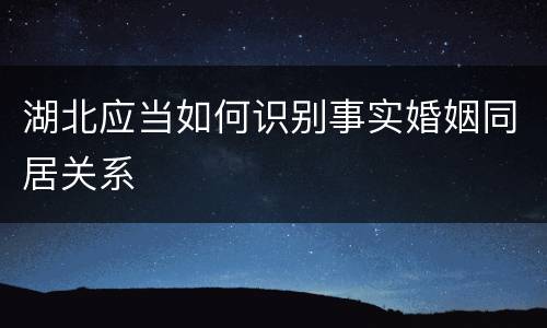 湖北应当如何识别事实婚姻同居关系