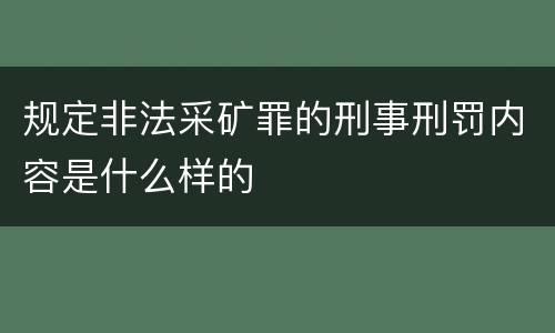 规定非法采矿罪的刑事刑罚内容是什么样的